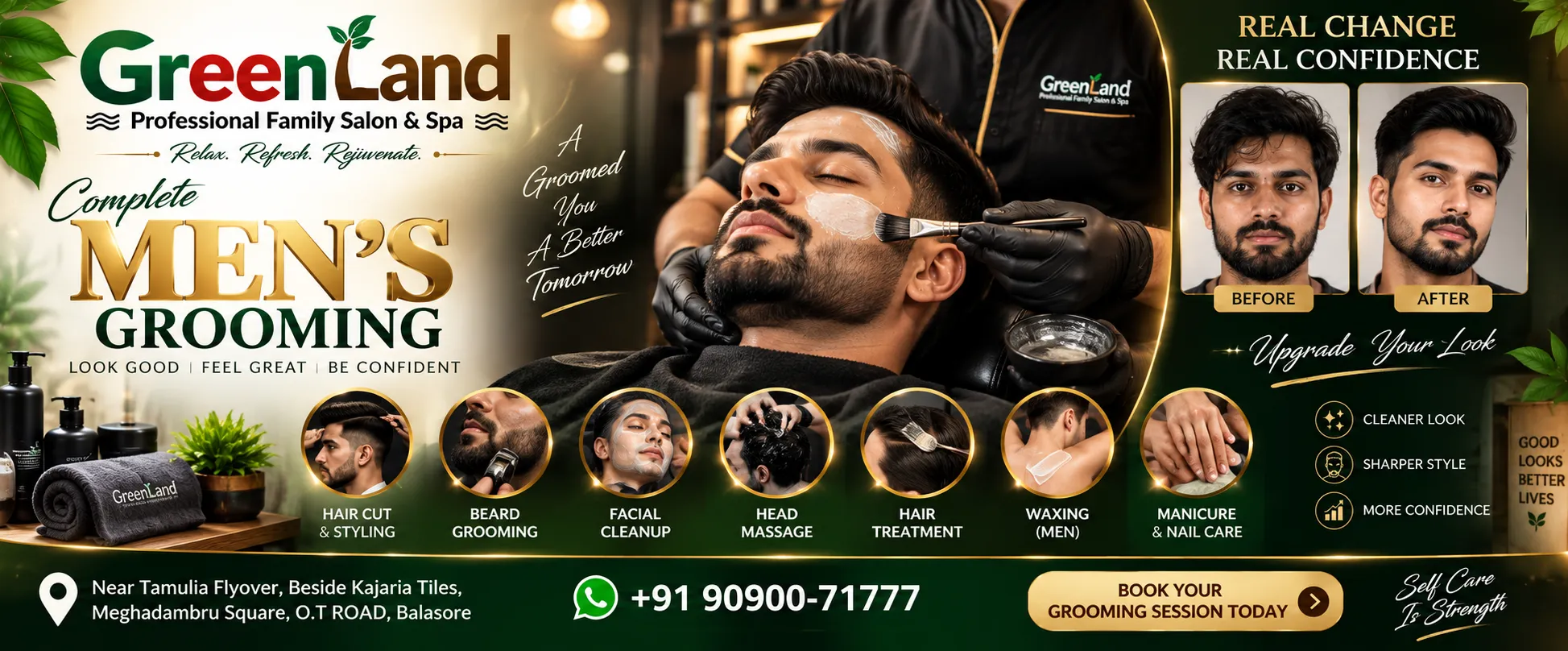 Men's grooming services at GreenLand Salon & Spa