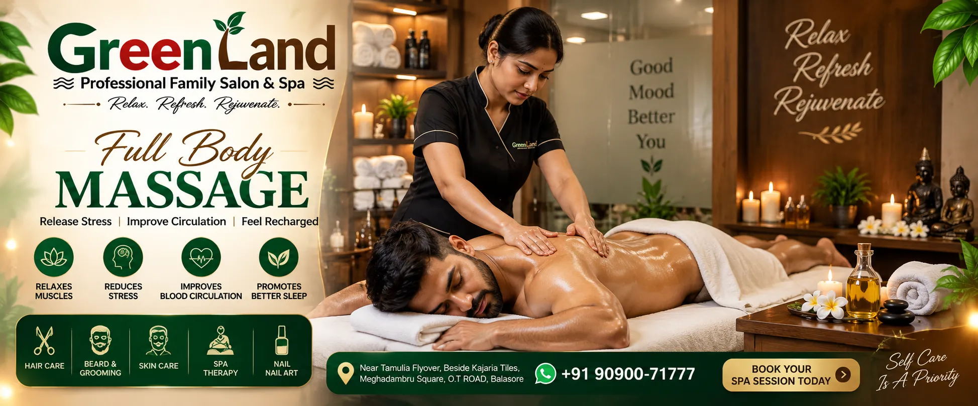 Relaxing full body massage experience at GreenLand SPA